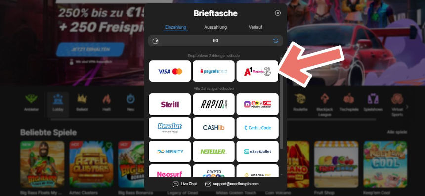 Need for Spin Online Casino Bezahlen Sie per Handyrechnung