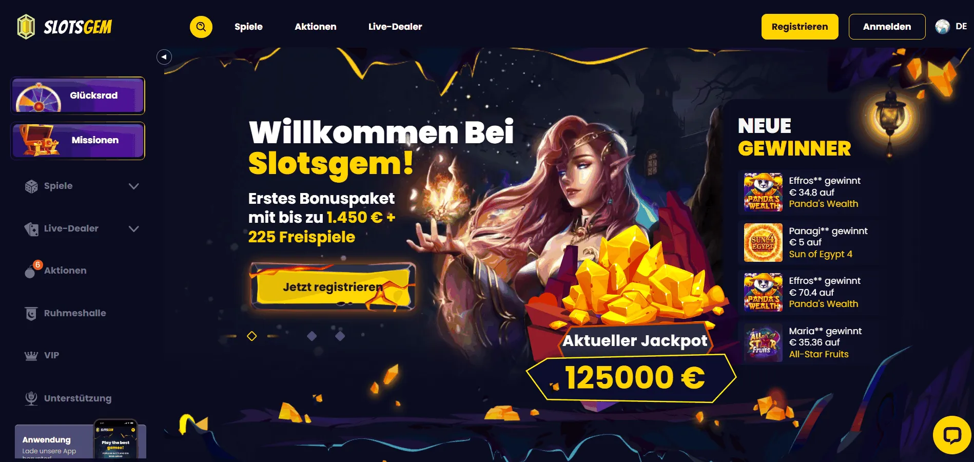 SlotsGem Casino Startseite